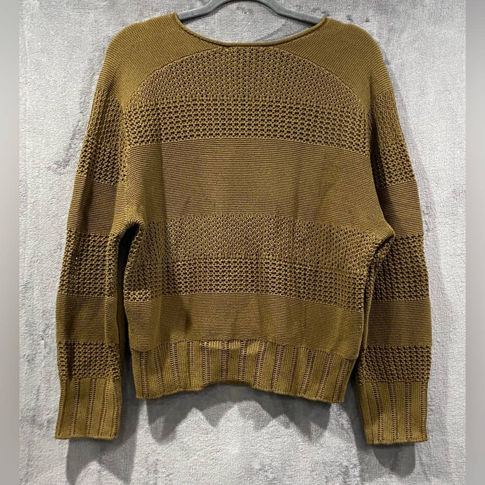 Rag & Bone Faye Sweater V Neck Pointelle Knit Military Olive Women’s Size M NWT - Picture 7 of 8